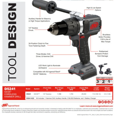 D5241-K22 IQV20™ Hammer Drill IR Ingersoll Rand®
